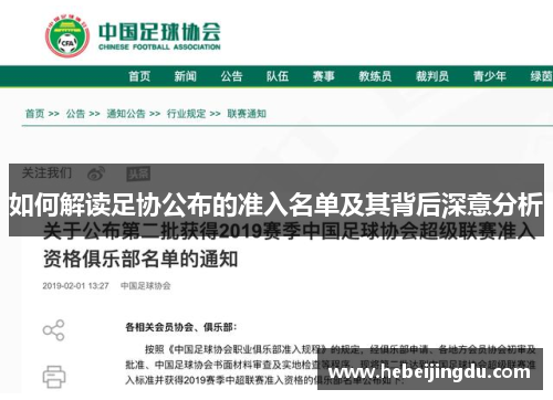 如何解读足协公布的准入名单及其背后深意分析